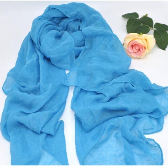 2018 Fashion Soft Cotton Linen Hijabs Muslim Islamic Sky Blue Scarf Women Scarves Solid Color Summer Ladies Voile Large Wraps