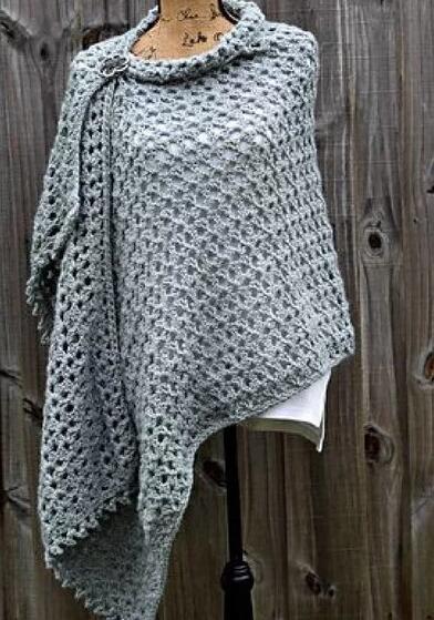 Gray Vintage Buttoned Knitted Scarves & Shawls