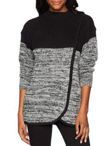 Blue Acrylic Casual Color-block Solid Sweater