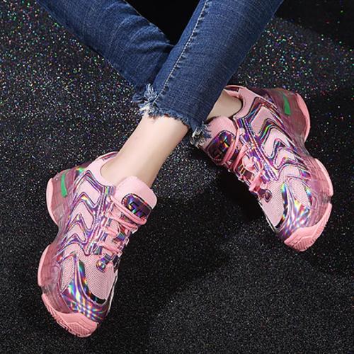 Fashion Laser Colorful Crystal Platform Old Shoes