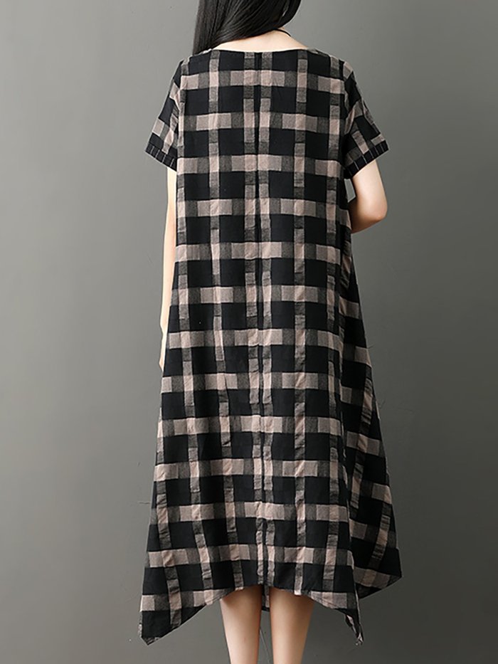 Women Checkered/Plaid Basic Casual Dress