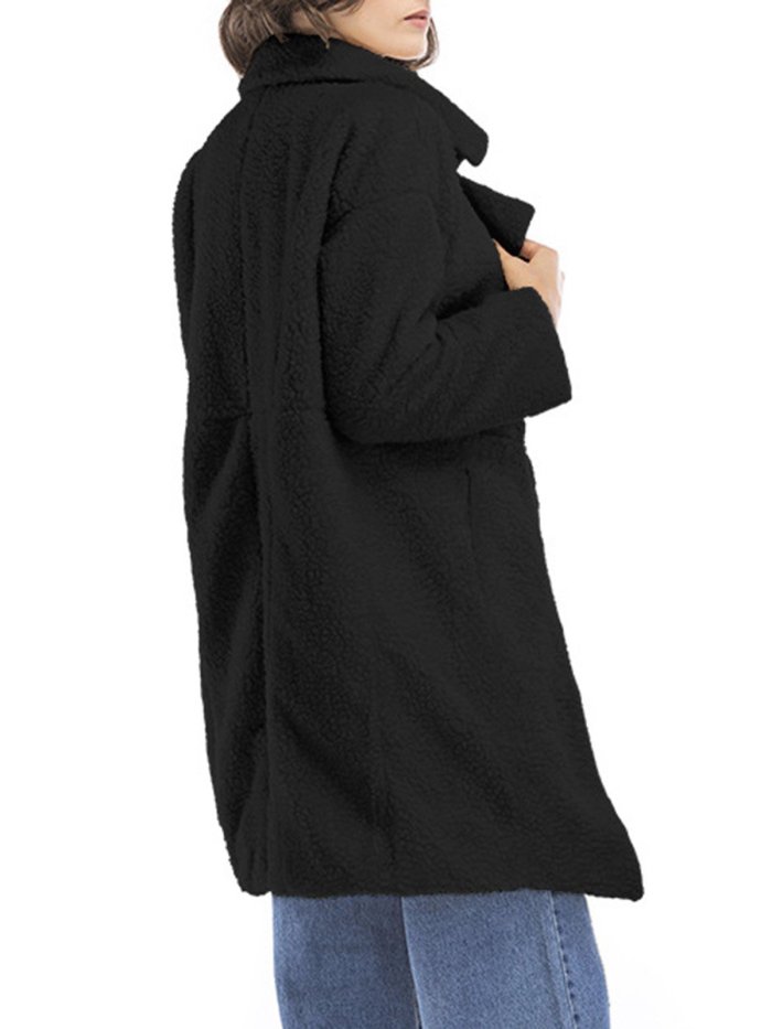 Paneled Long Sleeve Shawl Collar Solid Coat