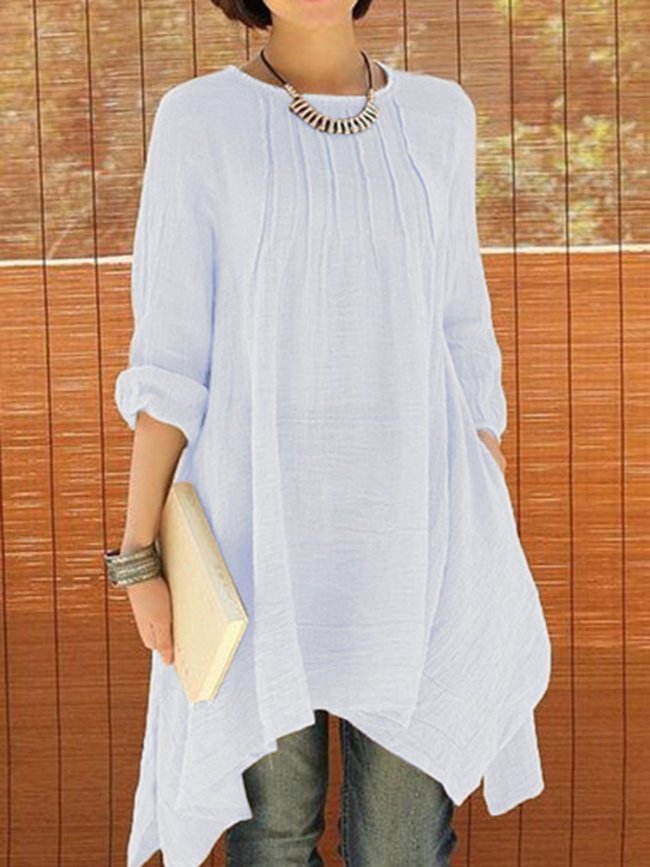 3/4 Sleeve Asymmetrical Ruched Plus Size Dress