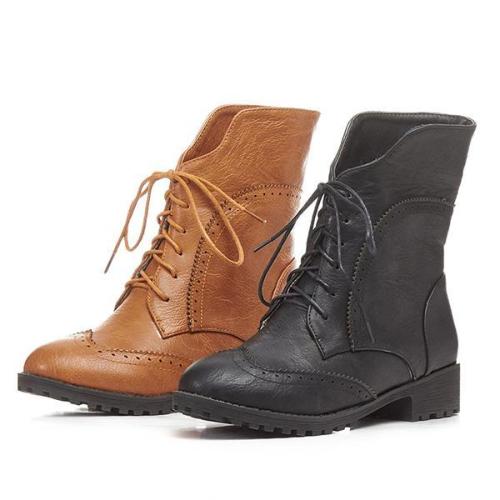 2019 Womens Low Heel Lace-Up Canvas Daily Ankle Boots