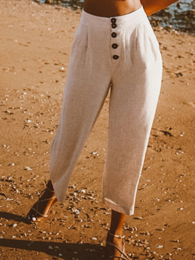 Cotton Casual Plain Pants