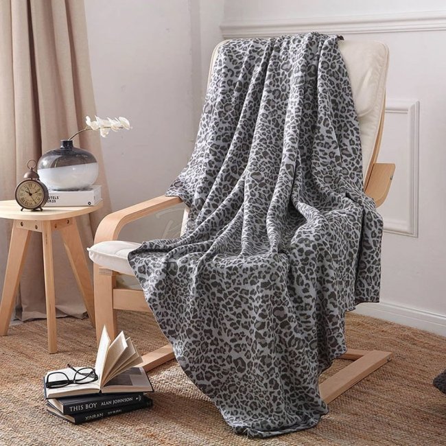 Leopard Knit Wool Blankets
