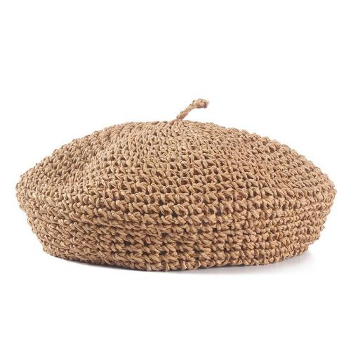 Hats For Women Solid Color Beret Straw Solid  Women Casual Spring Holiday Artist Caps