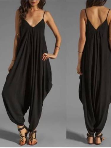 Low Chest V Collar Sexy Jumpsuit