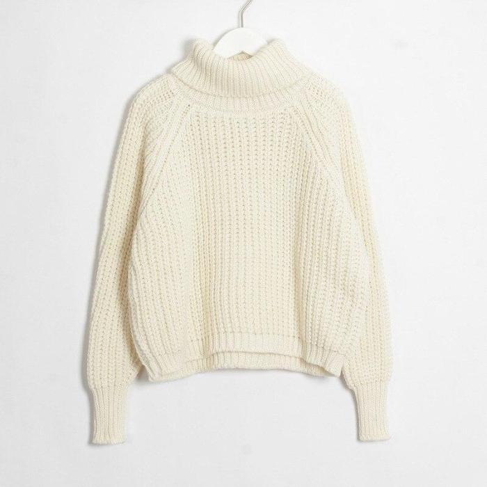 2020 Autumn and Winter New Women's Casual Two-Lapel Solid Color Sweaters Top sweater women  turtleneck  cute sweater