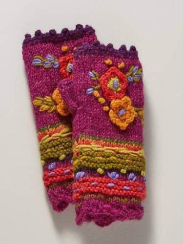 Fuchsia Knitted Tribal Casual Gloves & Mittens