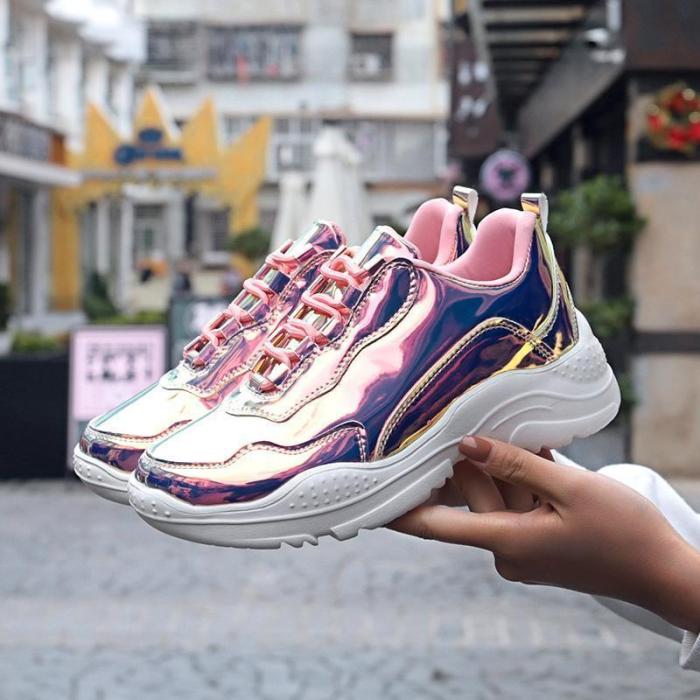 Increased Colorful Mirror Casual Shoes