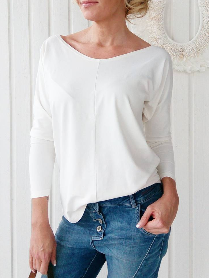 Solid Cotton-Blend Long Sleeve Shirts & Tops
