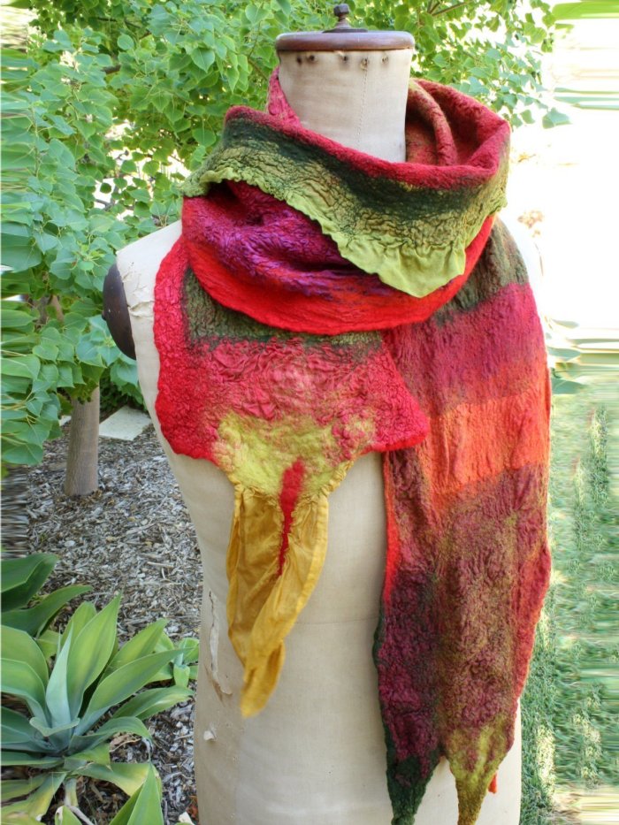 Red Color-Block Vintage Ombre/tie-Dye Scarves & Shawls