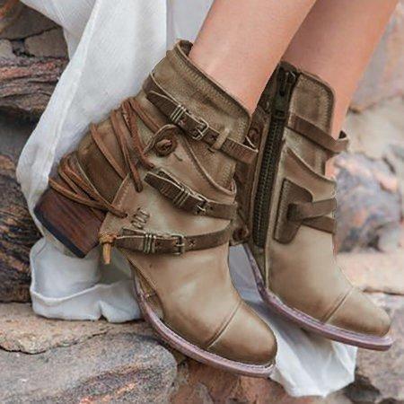 Women Vintage Booties Casual Comfort Plus Size Shoes