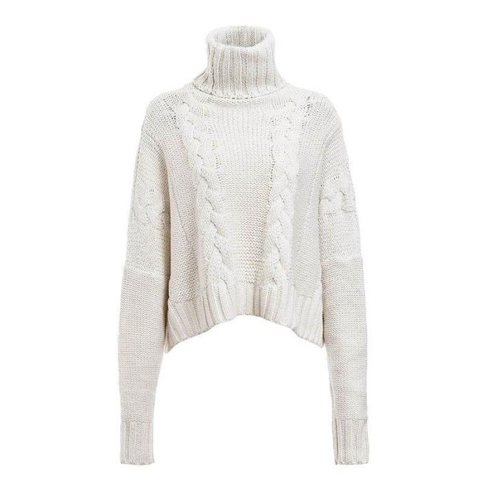 Winter Long Sleeve Solid Oversized Short Pullover