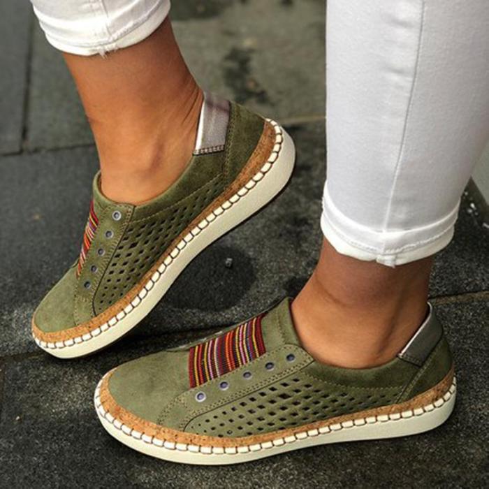 Womens Slip On Sneakers Hollow Out Casual Shoes