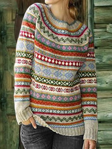 Long Sleeve Color-Block Sweater