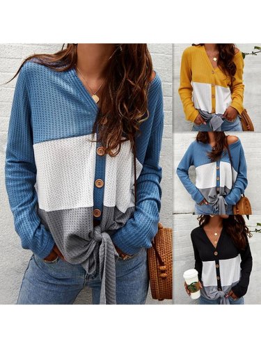 Long Sleeve Knitted Solid Knitted Shirts