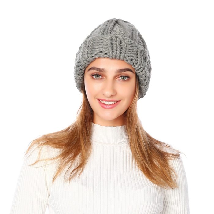 New Women's Solid Color Warm Winter Knit Beanie Hat Crochet Ski Cap