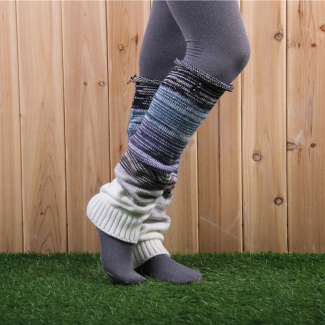Fashion Leg Warmers Women Warm Knee High Winter Knit Multicolor Crochet Leg Warmer Warm Boot Cuffs Long Socks