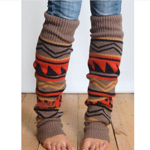Fashion Leg Warmers Women Warm Knee High Winter Knit Solid Crochet Leg Warmer Socks Christmas