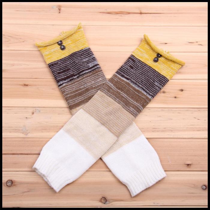 Fashion Leg Warmers Women Warm Knee High Winter Knit Multicolor Crochet Leg Warmer Warm Boot Cuffs Long Socks
