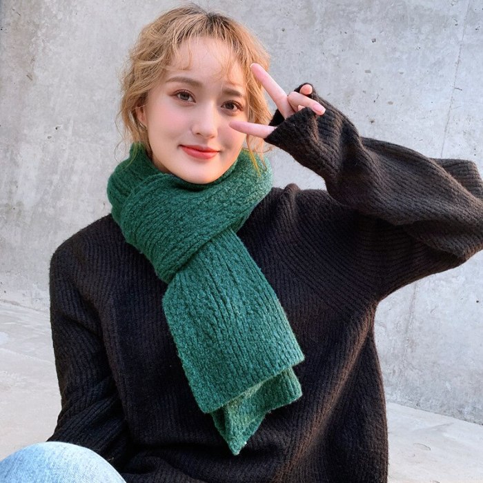 Soft Thick Winter Warm Solid Knitted Women‘s Scarves Winter Warm