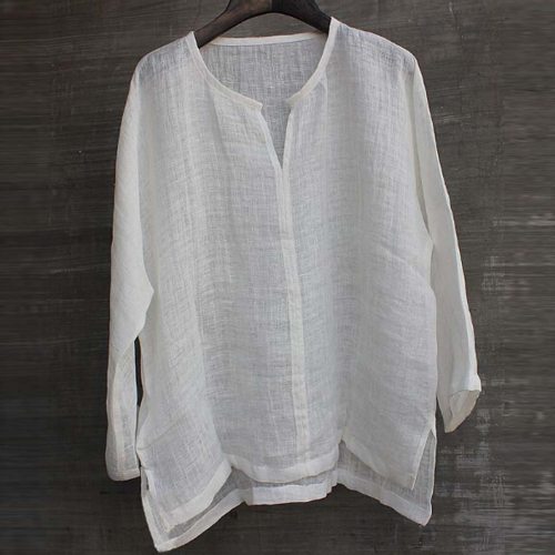 Breathable Comfy Solid Color Long Sleeve Loose Casual Blouse
