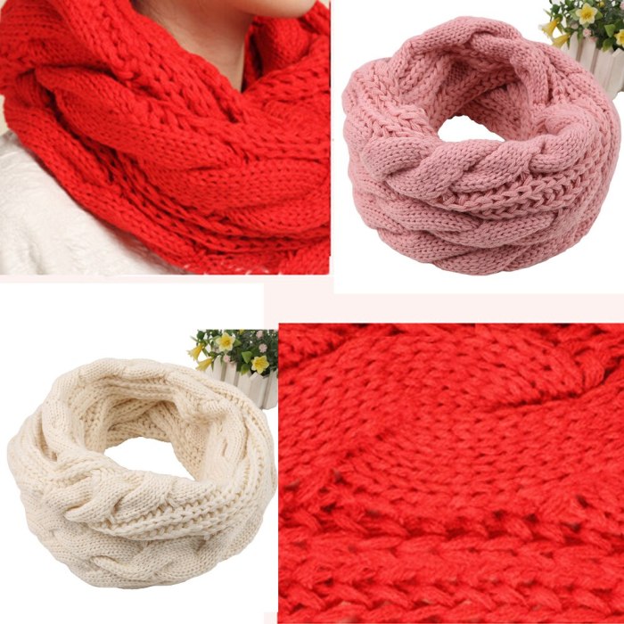 Ladies winter knitted crochet scarf