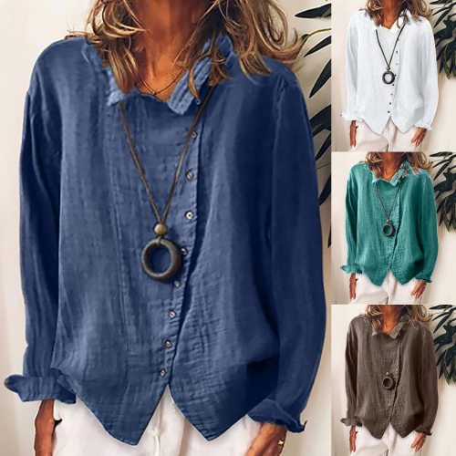 Fashion Cotton and Linen Women Casual Tops