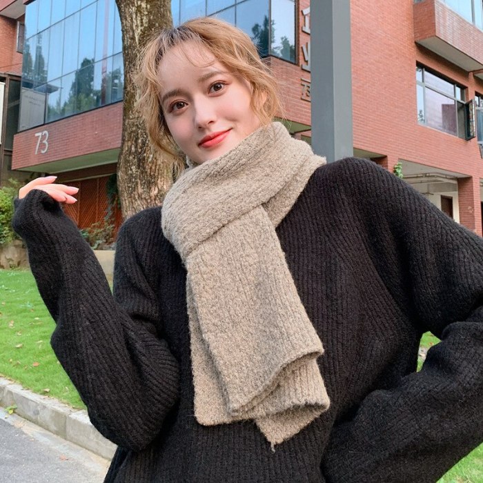 Soft Thick Winter Warm Solid Knitted Women‘s Scarves Winter Warm