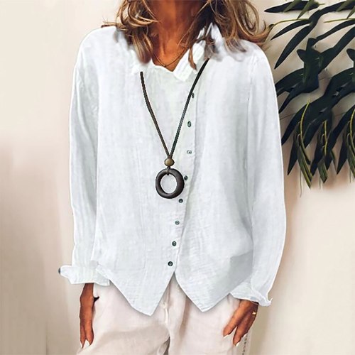 Fashion Cotton and Linen Women Casual Tops