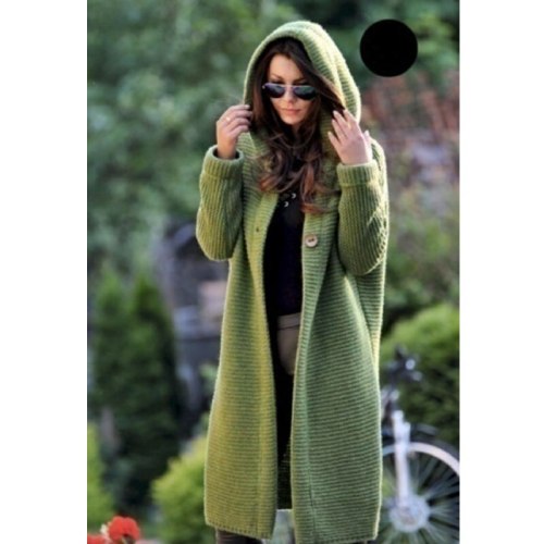 Autumn Women Cardigans Long Sleeve Fashion Striped Outwear  Hooded Poncho Solid Long Double Button Sweater