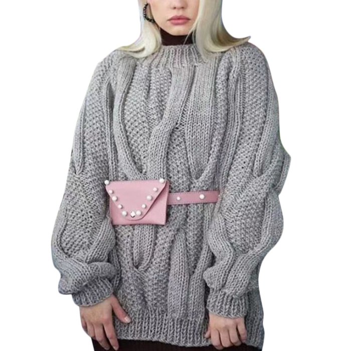 Womens Turtleneck Sweater Women's Solid Twist Knit Top Pullover