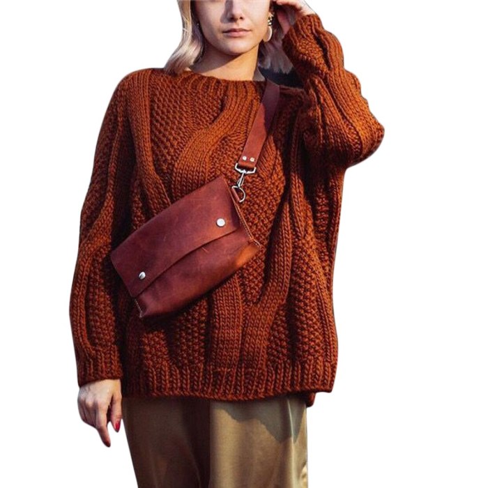 Womens Turtleneck Sweater Women's Solid Twist Knit Top Pullover