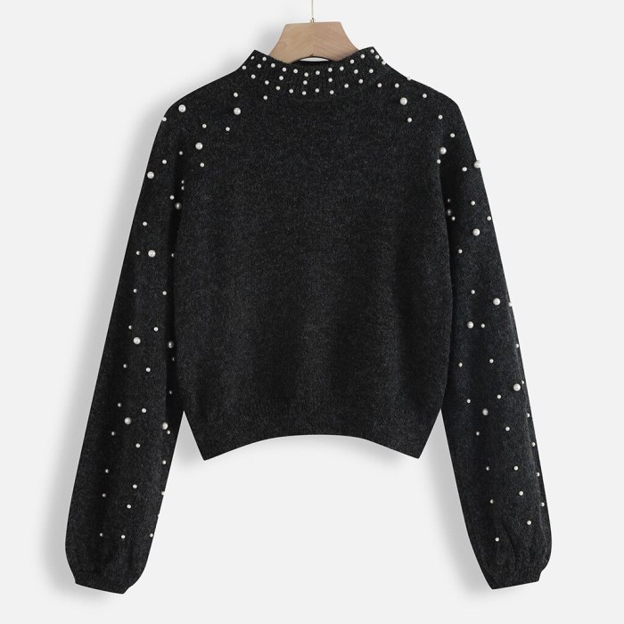 Winter Clothes Women Turtleneck Sweater Pearl Long Sleeve Pullover Sweater Jerseys