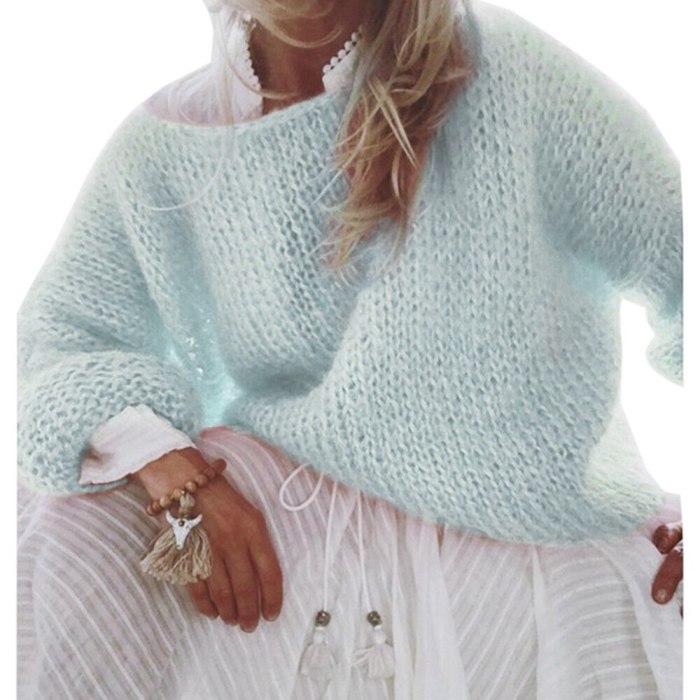 Winter Autumn Women Solid Knitted Sweaters