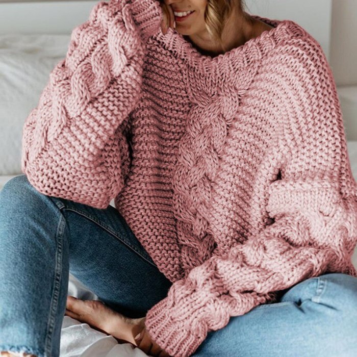 Women Winter Warm Casual V Neck Long Sleeve Solid Knitted Sweater
