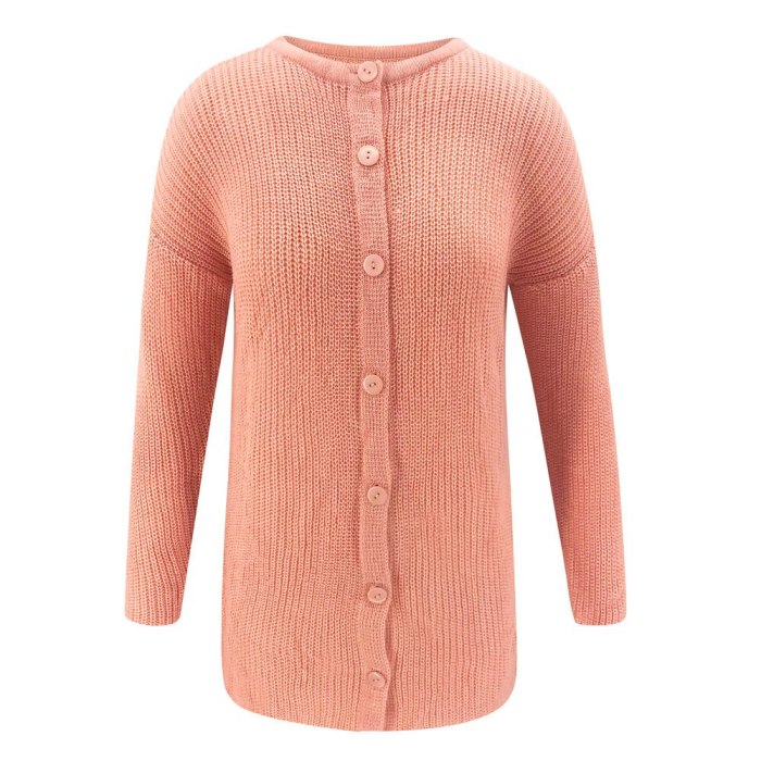 Knit Cardigan Solid Long Sleeve Sweater Women