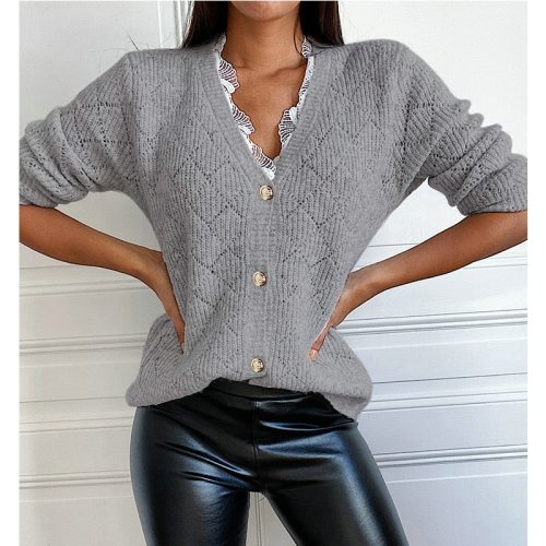 Women Winter Autumn  Casual Knitted Lace Splice Sweater
