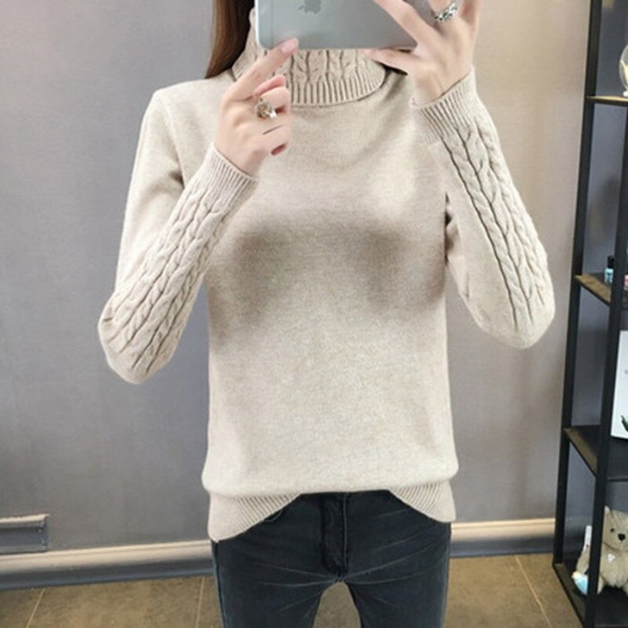 Turtleneck Long Sleeve Slim Elastic Short Sweater