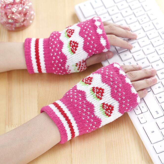 Autumn Winter Gloves Half Finger Warm Wrist Sleeves Have Finger Hole Exposed Finger