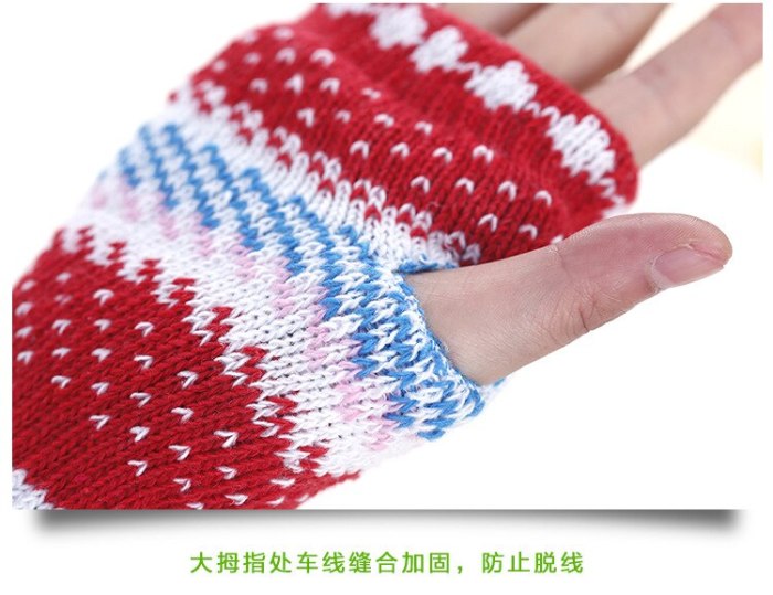 Autumn Winter Gloves Half Finger Warm Wrist Sleeves Have Finger Hole Exposed Finger
