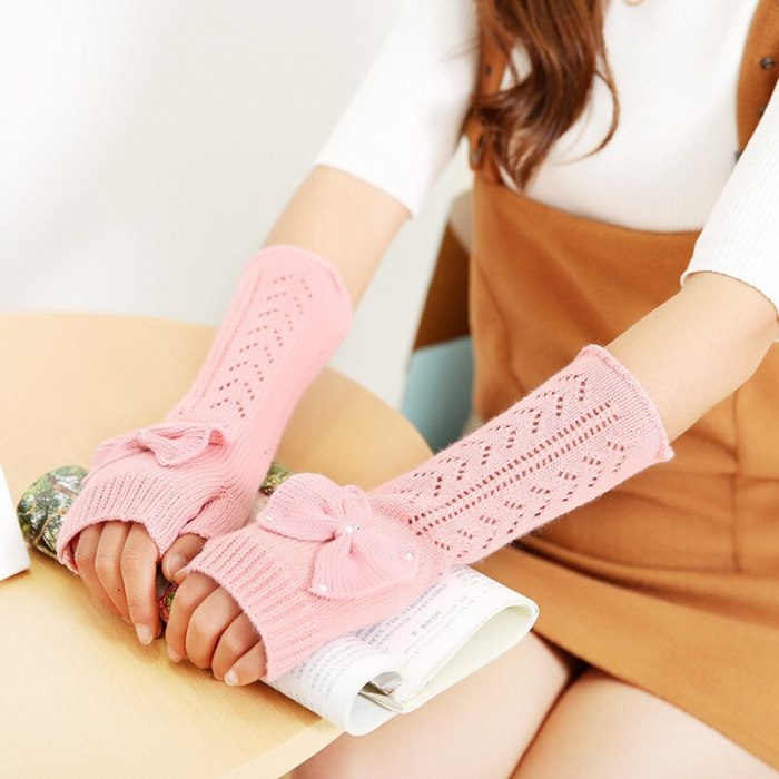 Lovely Women Knit Fingerless Fashion Hollow Out  Mittens