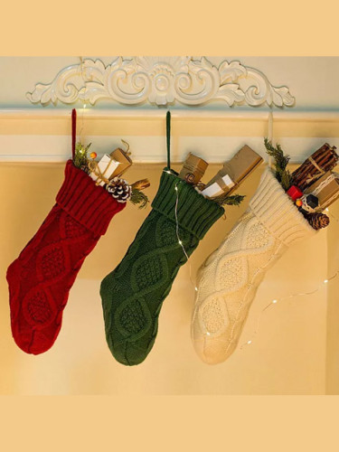 Christmas Knitted Stockings Decor Festival Gift Bag Fireplace Xmas Tree Hanging Ornaments