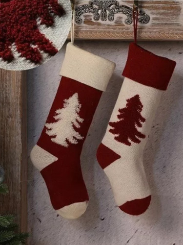 Christmas Socks Pendant Knitted 3D Christmas Tree Socks  Christmas Bags Stocking Stuffers Gift Bag