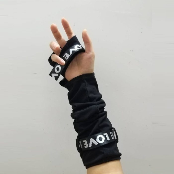 Cool Black Fingerless Gloves Adjustable Cuff Lady Arm Warmer