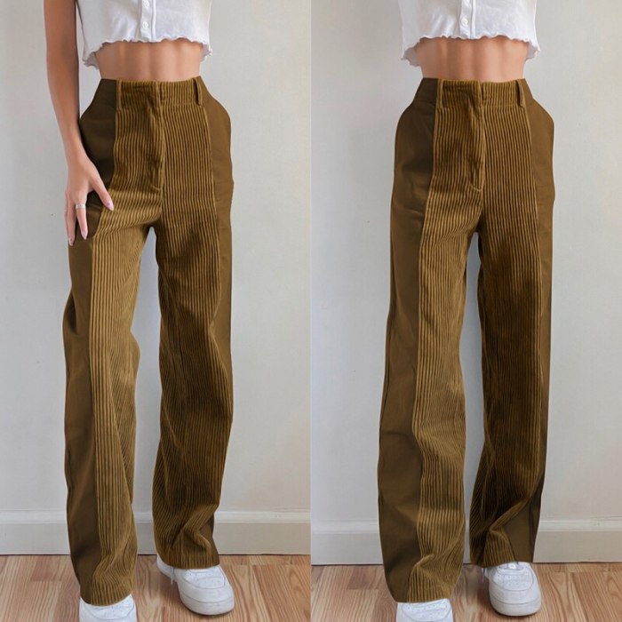 Corduroy Pants Women Y2K Trousers Party Cargo Pants Autumn Winter High Waist Pants