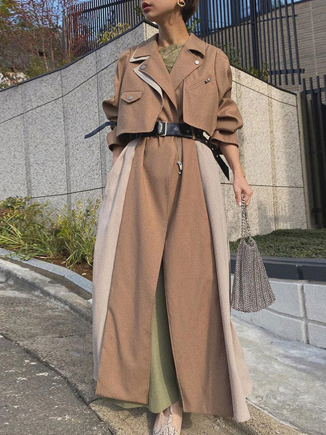 Autumn Khaki Long Trench Coat Women Casual Outwear Jacket