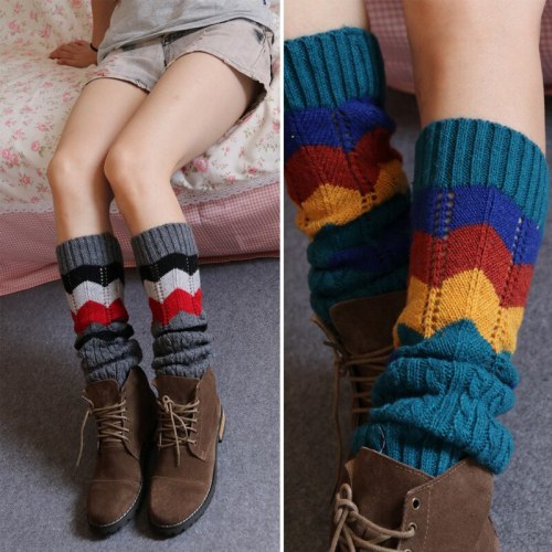Women Fashion Hollow Leg Warmers Knitted Woolen Legwarmers Boot Cuffs